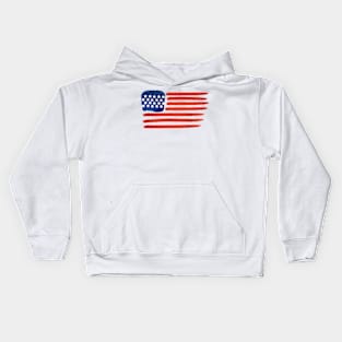 4th of July Brushed American Flag For Patriots Kids Hoodie